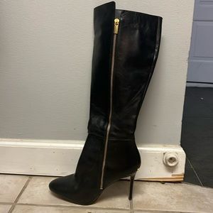 Black Leather Knee High Michael Kors Boots 9.5